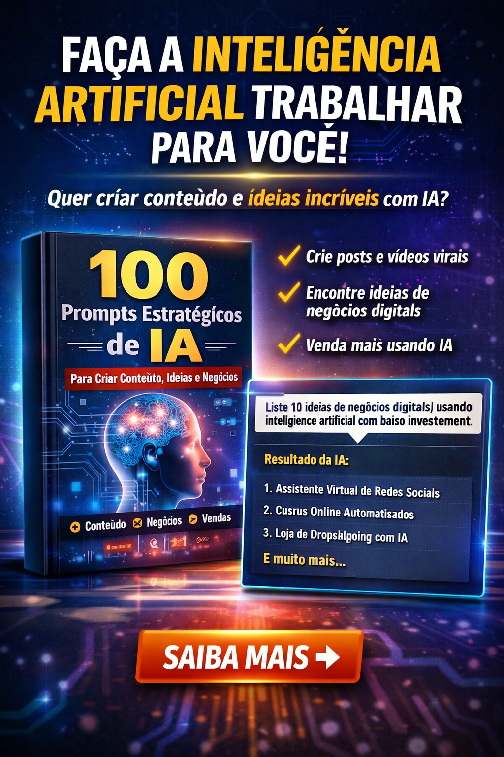 100 Prompts Estratégicos de IA para Criar Conteúdo, Ideias e Negóci...
