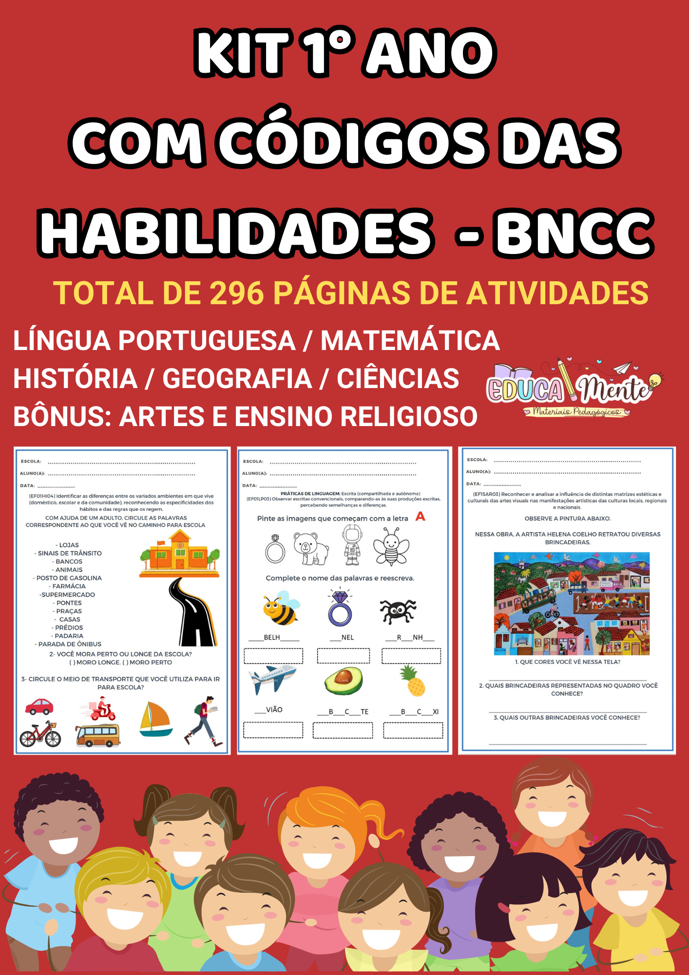 KIT BNCC 1° ANO FUNDAMENTAL - EDUCA MENTE MATERIAIS PEDAGÓGICOS