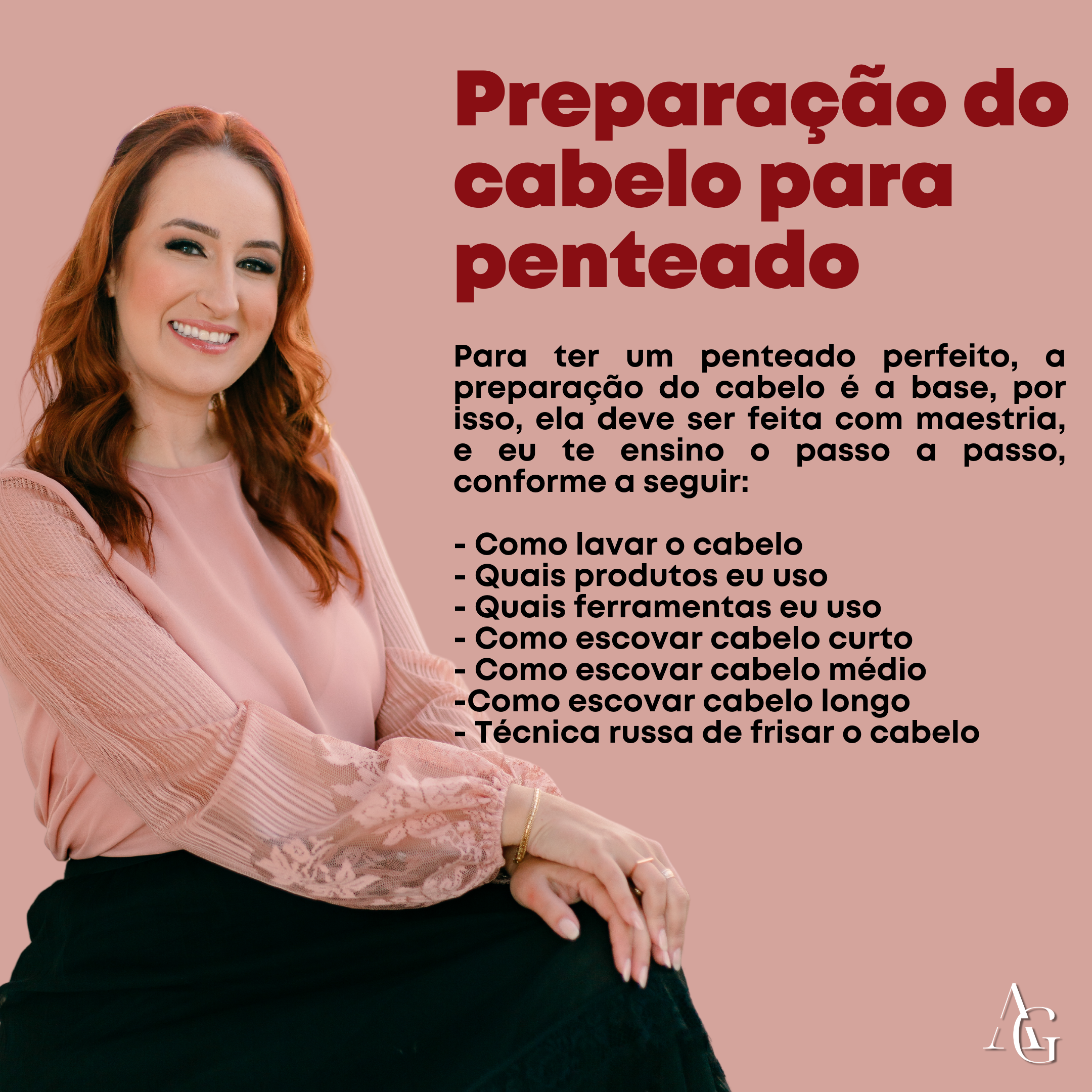 Preparação do Cabelo Para Penteado - Método AG Penteados - Amanda G..., image size:2160x2160