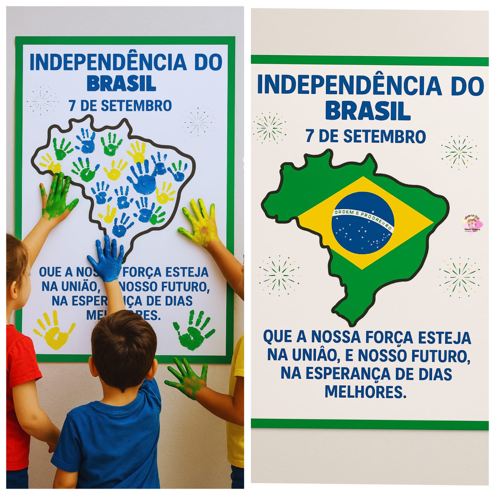 Painel/Cartaz Independência do Brasil carimbo com as mãos 💚 - Suel...