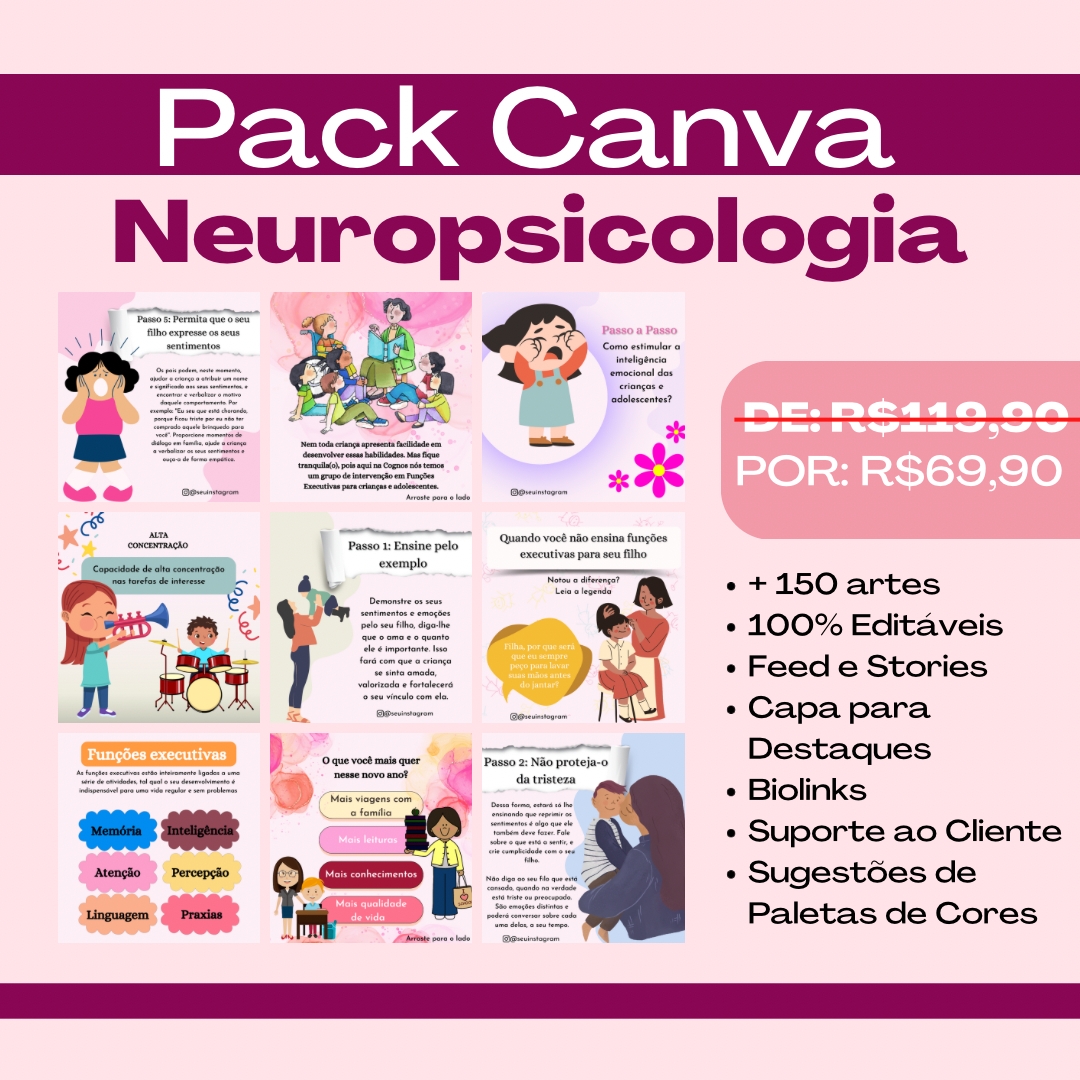 Imagem de capa para o Curso online Pack Canva Neuropsicologia