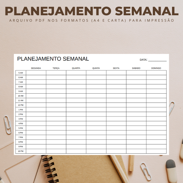 Planner Semanal Com Horarios Planner Semanal Com Hor rio 50 Folhas