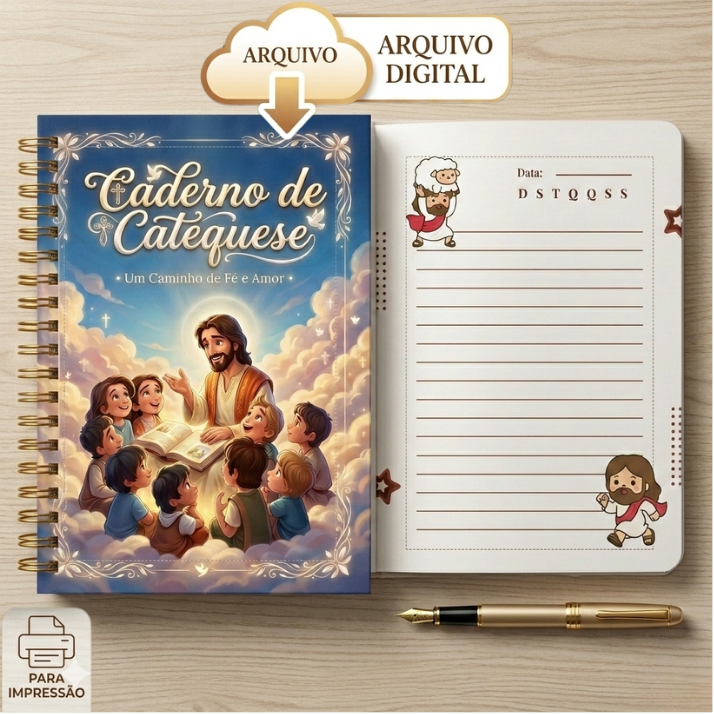 Caderno de Catequese Infantil (Arquivo Digital PDF) - Kit Completo para Imprimir