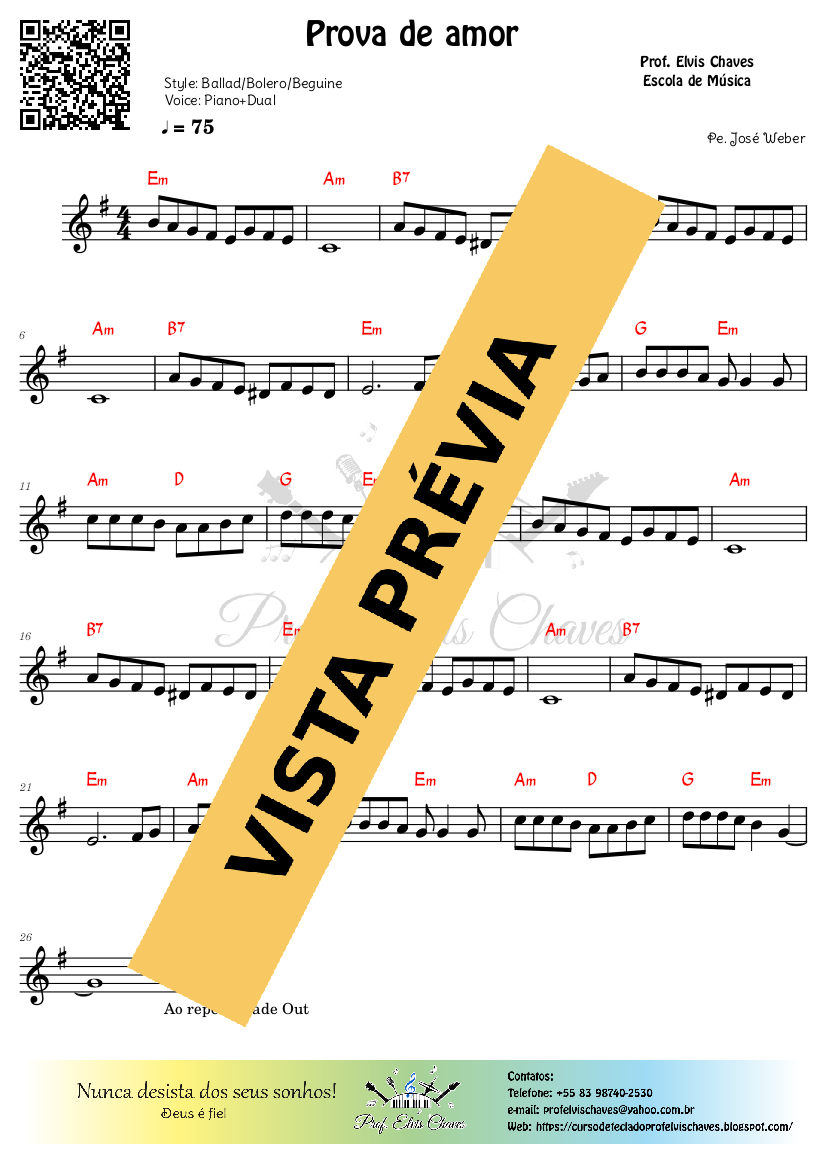 🎼 Prova de amor - 2080 - Pe. José Weber - Tutorial Partitura e Teclado Fácil