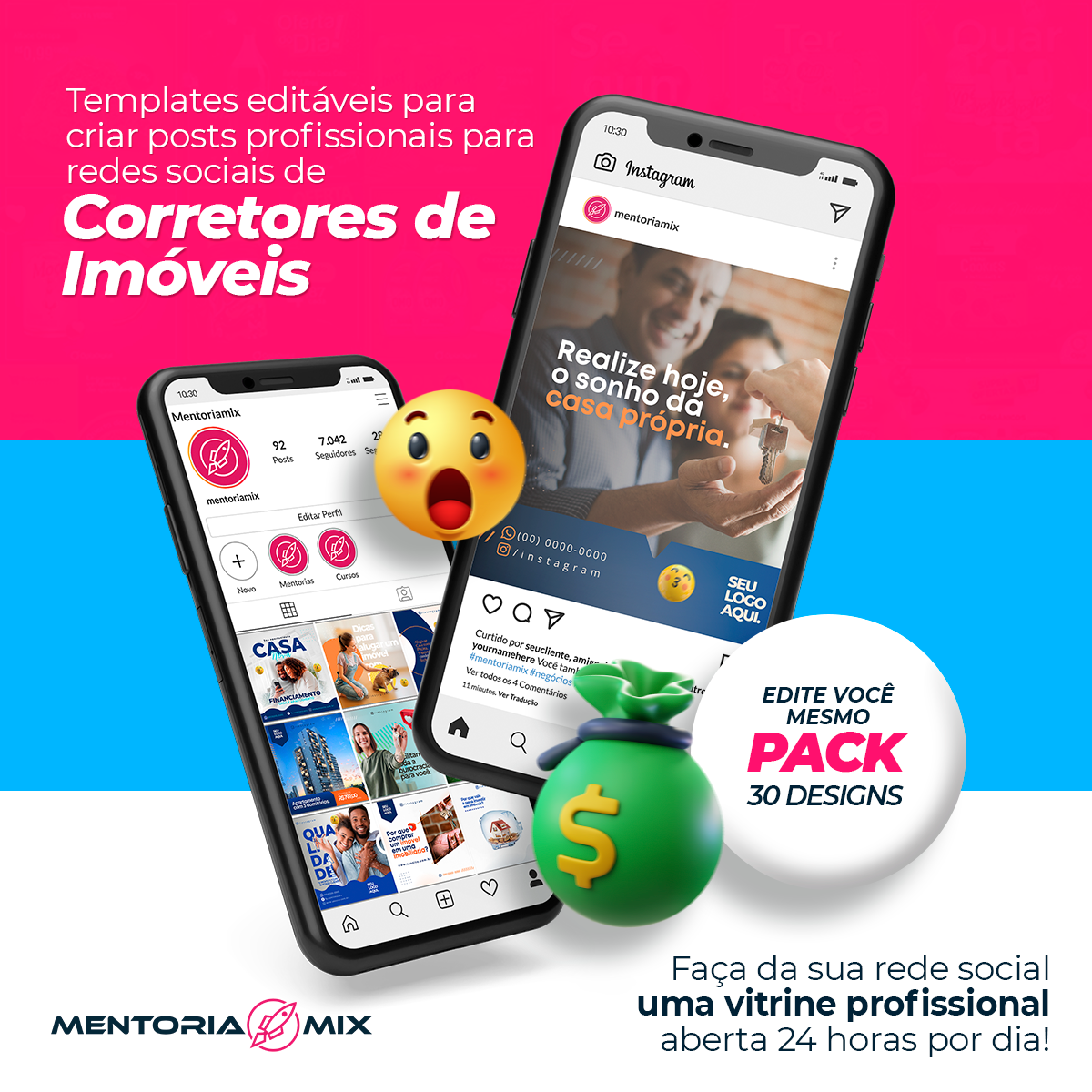 Imagem de capa para o Curso online Pack de Templates Editáveis para Criar Posts Profissionais para Redes Sociais de Corretores de Imóveis