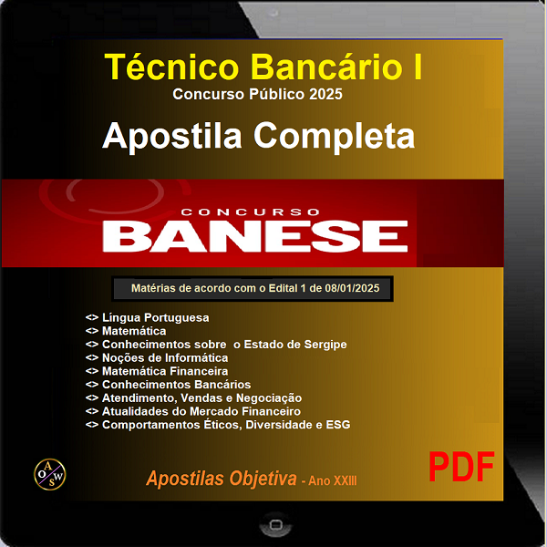 Imagem de capa para o Ebook BANESE - Técnico Bancário I - Salário inicial R$ 3.197,22 + benefícios