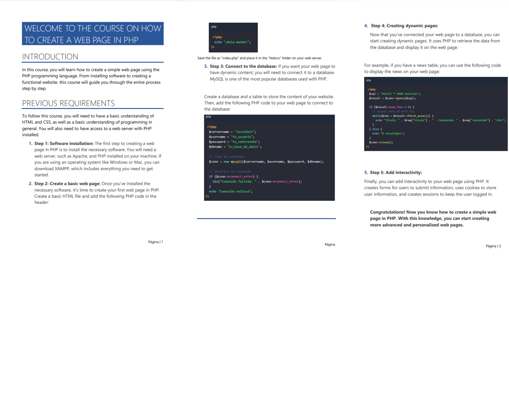 Get this new course on how to create a simple web page in php