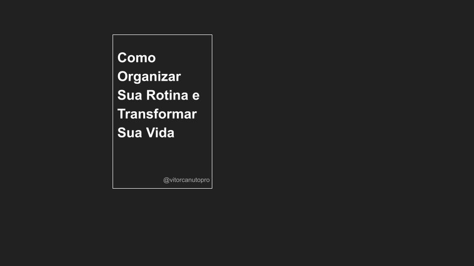 COMO ORGANIZAR SUA ROTINA E TRANSFORMAR SUA VIDA - Vitor Augusto Ca...