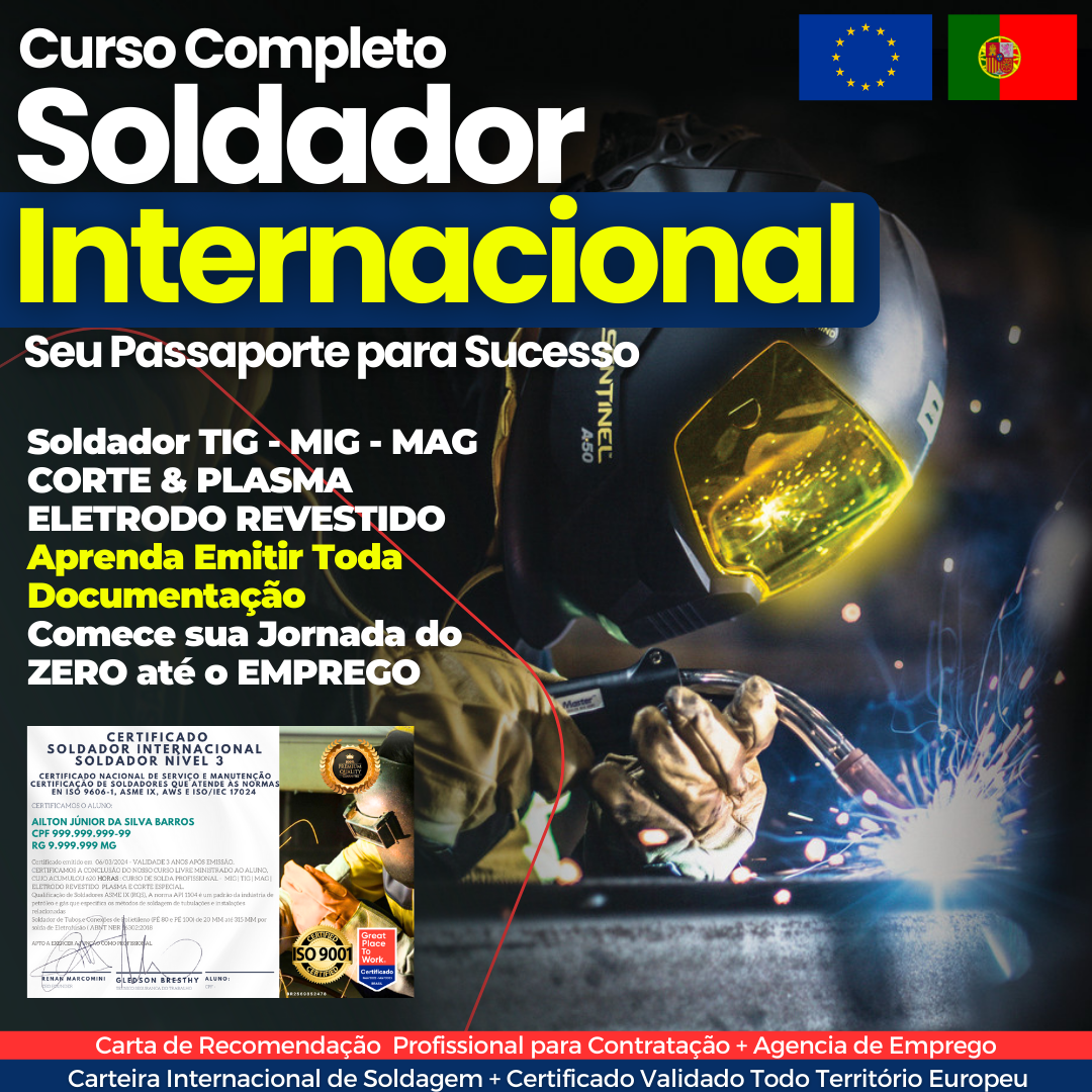 Curso Completo de Soldador Internacional | Vídeo Aula + Apostilas