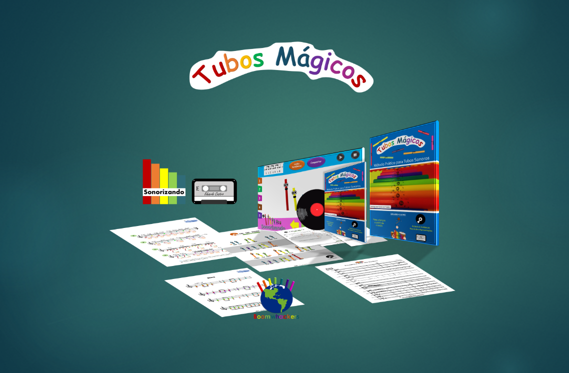 Imagem de capa para o Ebook (Tubos Mágicos) - Método Prático para Tubos Sonoros/Boomwhackers - Vol. 1