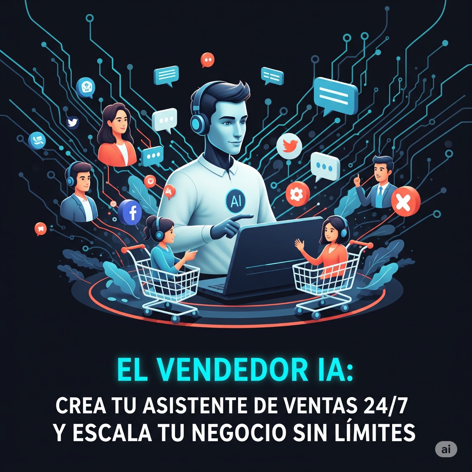 Portada del curso El Vendedor IA: Crea Tu Asistente de Ventas 24/7 y Escala Tu Negocio Sin Límites