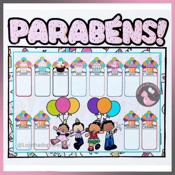 ANIVERSARIANTES DO MÊS - CARTAZ  -TEMA CRIANÇAS