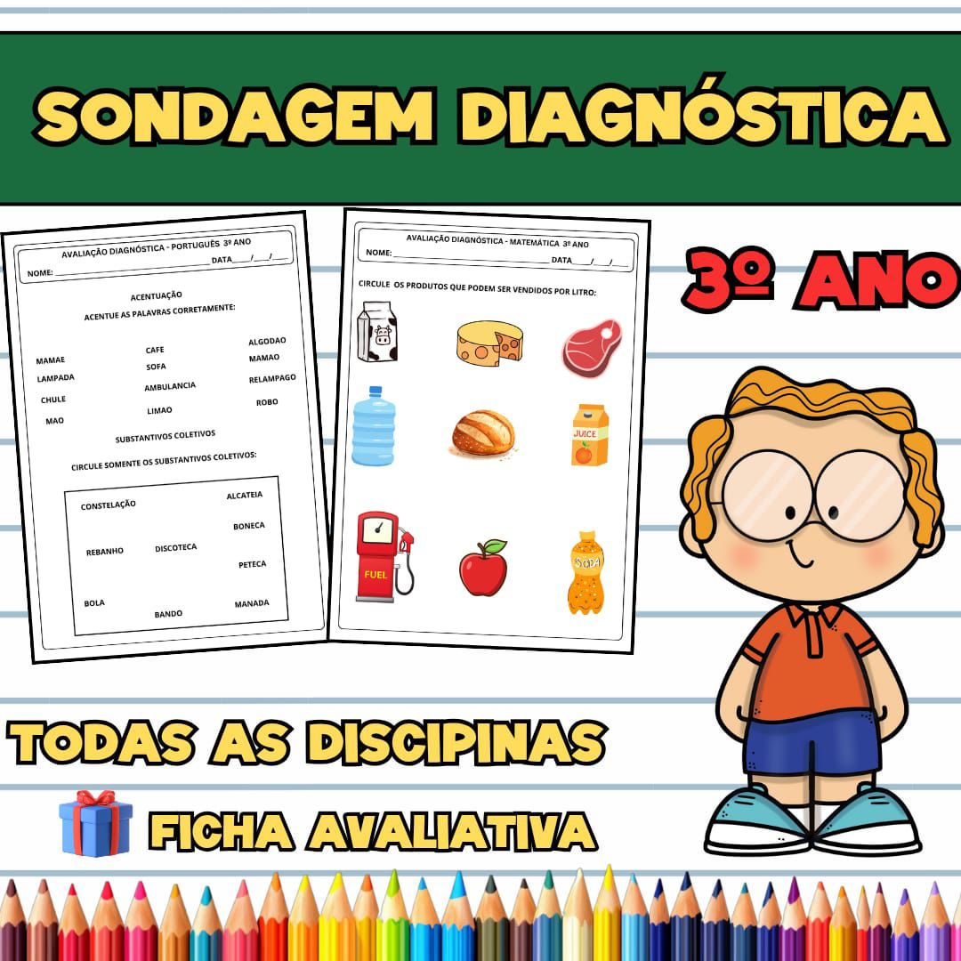 Avaliação de Sondagem Diagnóstica 3° Ano - EDUCA ARTE | Hotmart