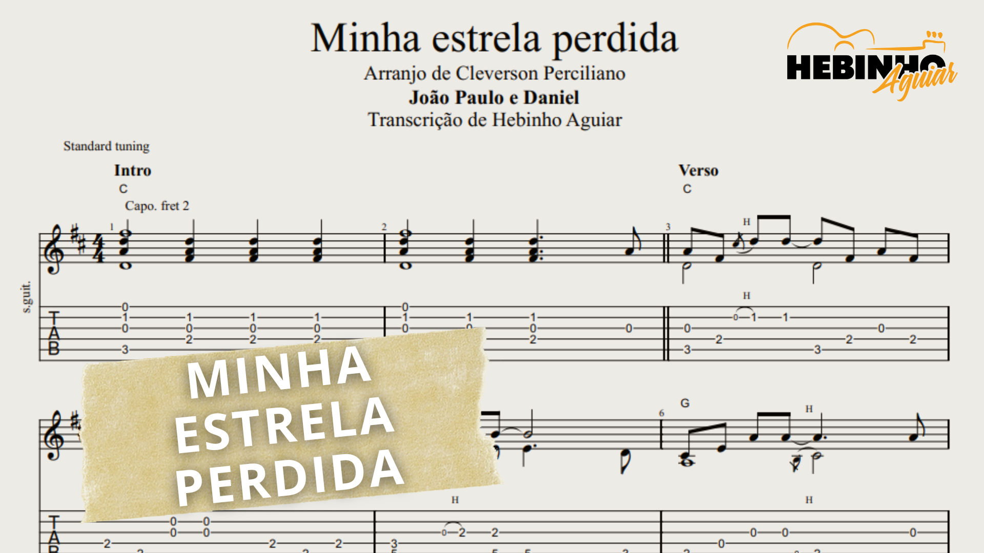 Minha Estrela Perdida - João Paulo & Daniel: Transcrição p/ Violão ...