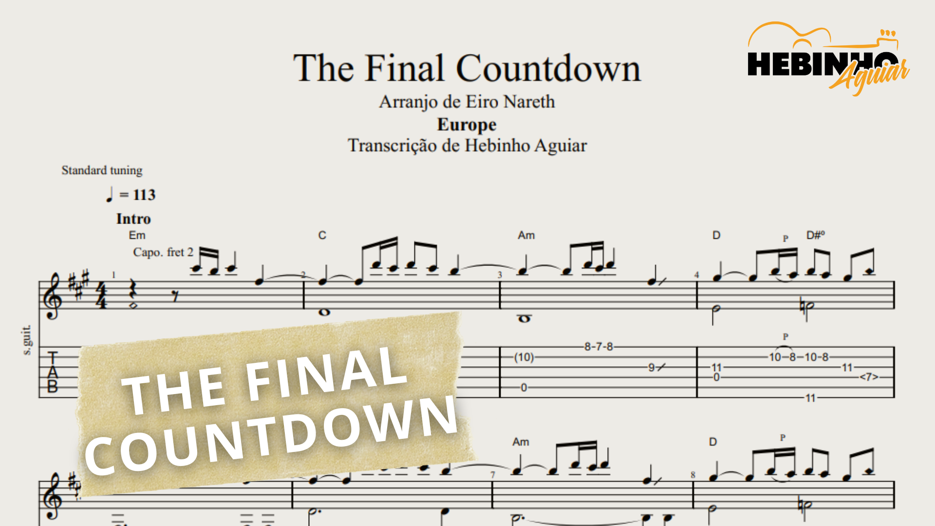 The Final Countdown Europe Arranjo p/ Violão Solo (Fingerstyle) c