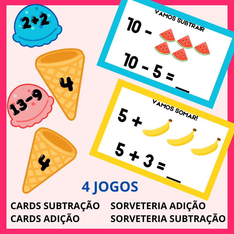 Combo com 4 Jogos Educativos: Adição e Subtração Divertida
