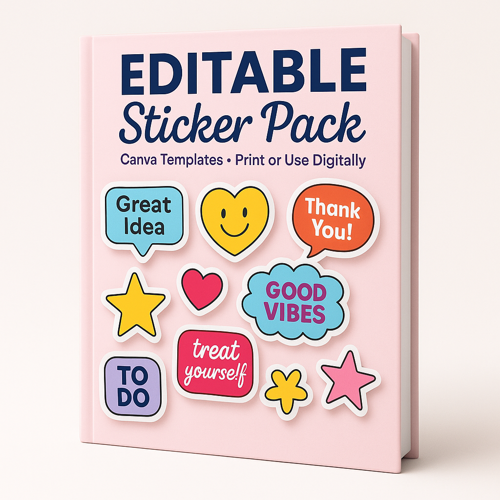 Editable Sticker Card Editable Sticker Pack – Canva Templates for Print & Digital Use...