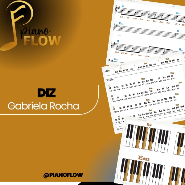 Partitura Facilitada e Cifra Melódica Exclusiva Música Diz Gabriela