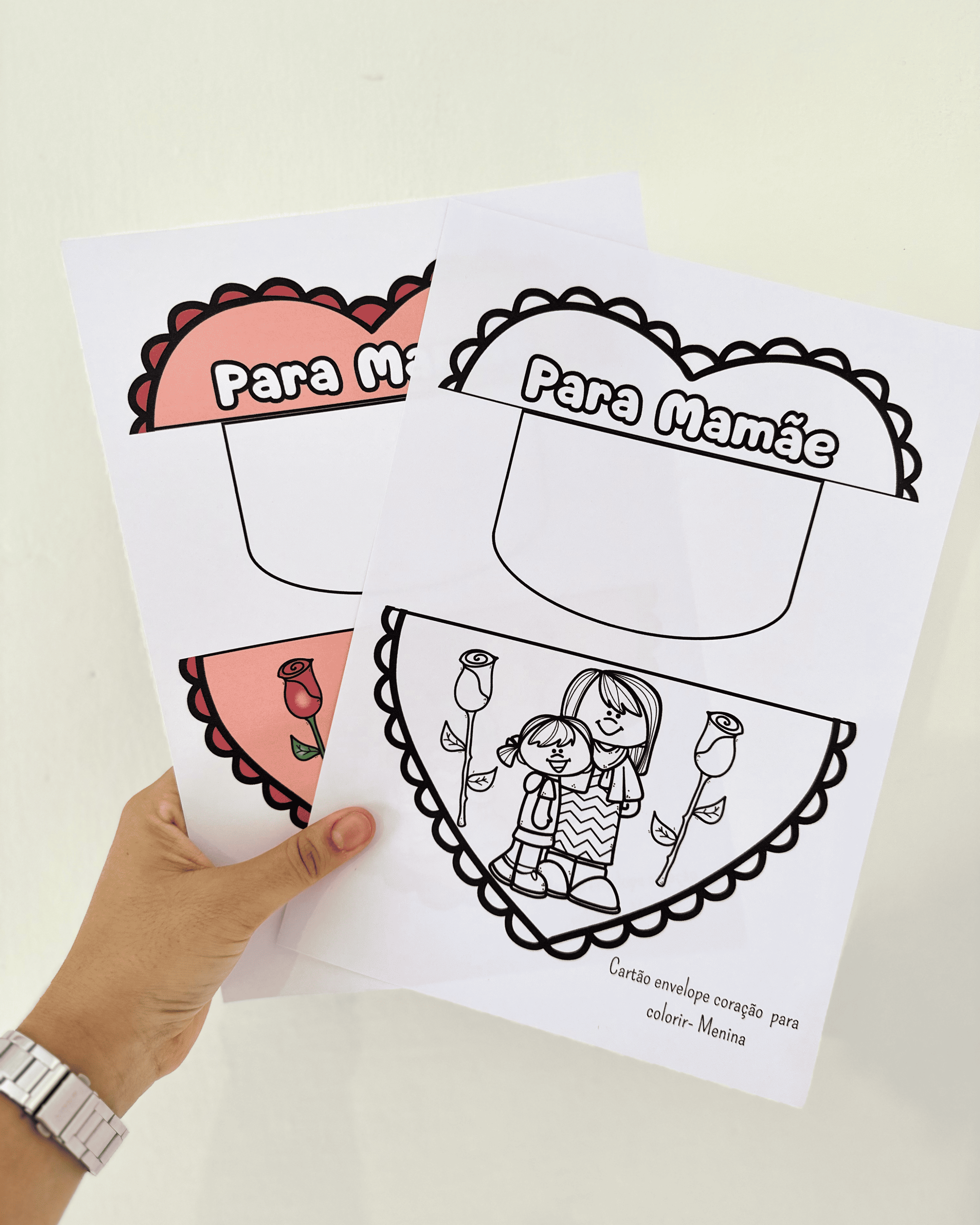 Cartões Dia das Mães: Carta Envelope Coração 👩👧🌹💌