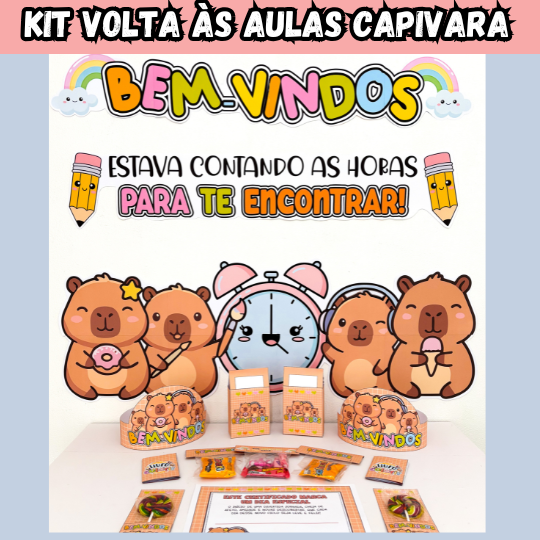 Kit Volta às Aulas – Capivara Cute - Bem-vindos!