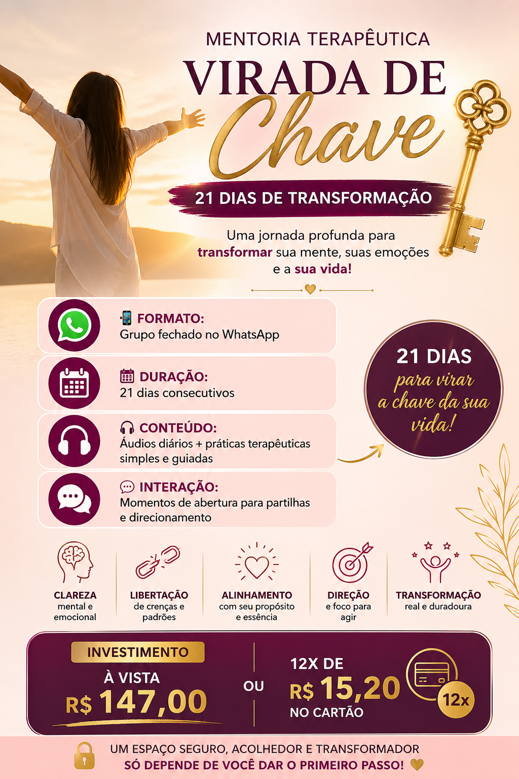 Mentoria terapêutica virada de chave 🔑 21 dias - grupo fechado no whatsapp
