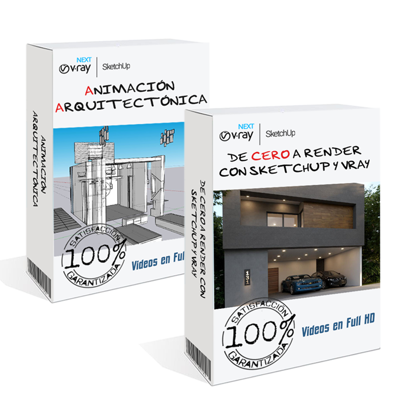 DE CERO A RENDER Y ANIMACION ARQUITECTONICA CON SKETCHUP Y VRAY – PACK DE 2 CURSOS
