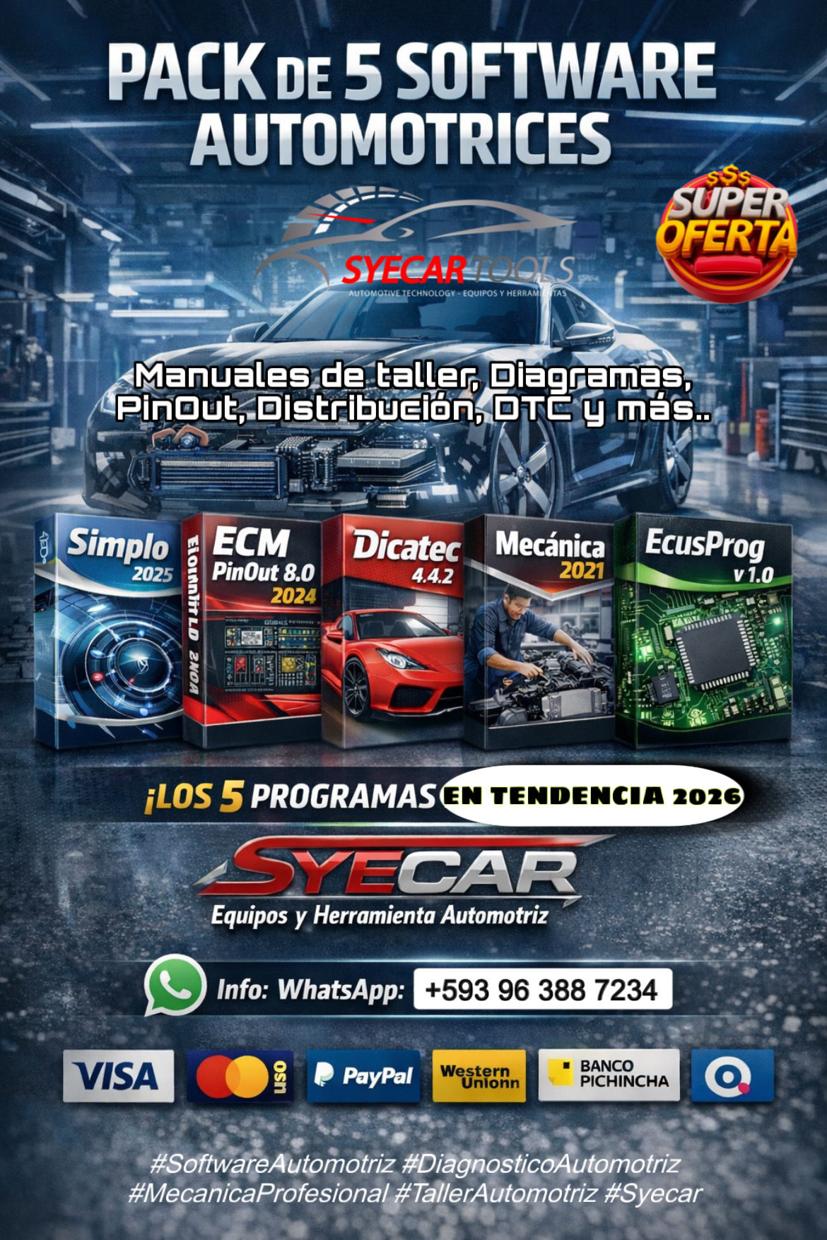 PACK DE 5 SOFTWARES AUTOMOTRICES 2026 - Syecar Automotriz | Hotmart