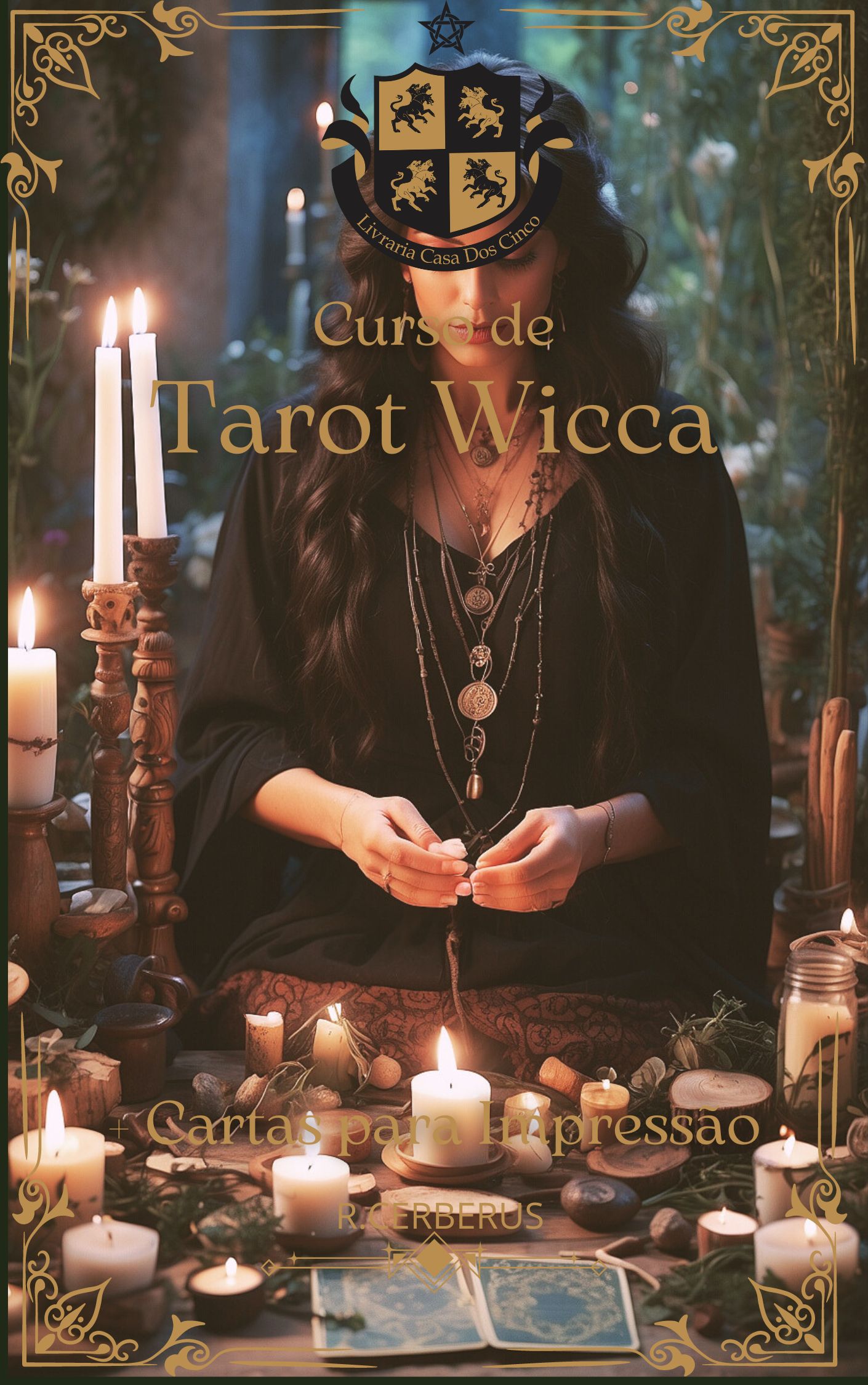 Imagem de capa para o Ebook Curso de Tarô Wicca + Cartas Personalizadas para impressão