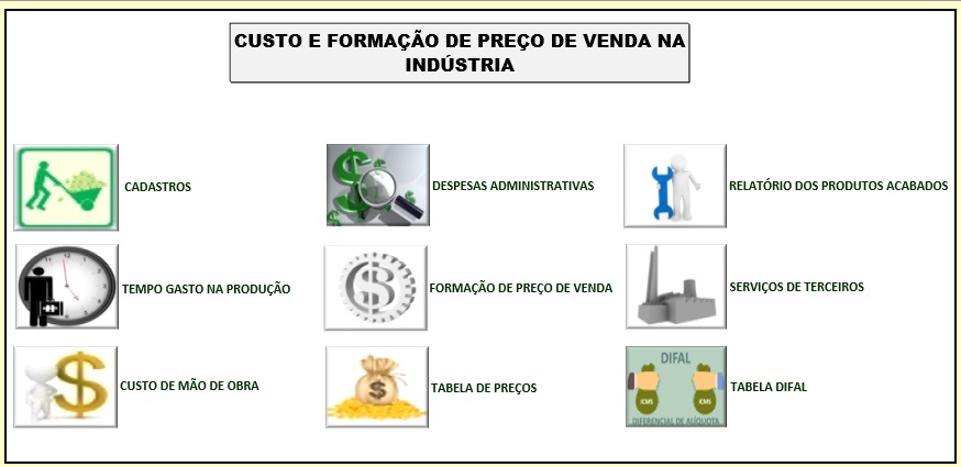 PLANILHA DE CUSTOS E FORMAÇÃO DE PREÇO DE VENDA - INDÚSTRIA