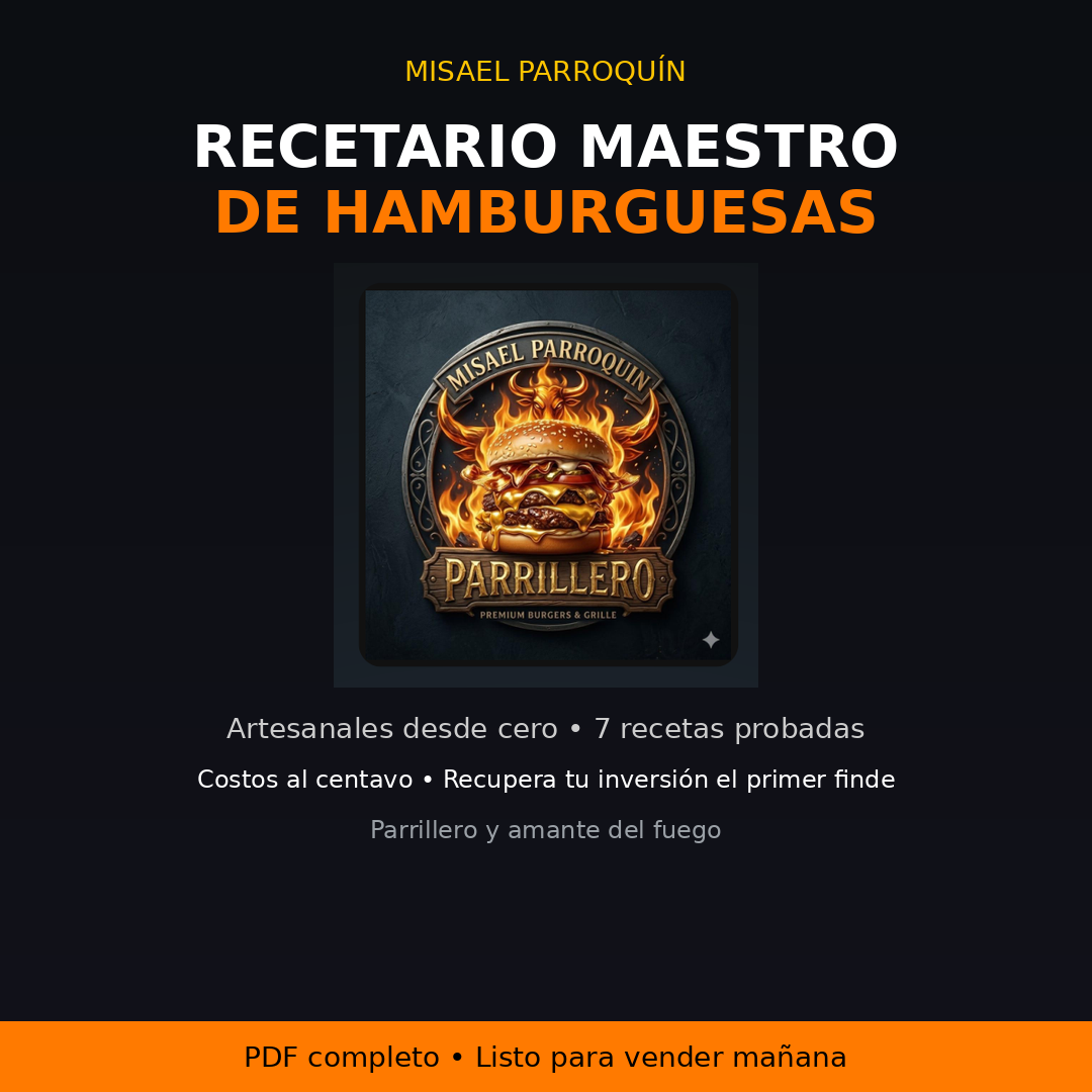 Recetario Maestro de Hamburguesas Artesanales: De Novato a Empresario Parrillero - misael parroquin gomez | Hotmart