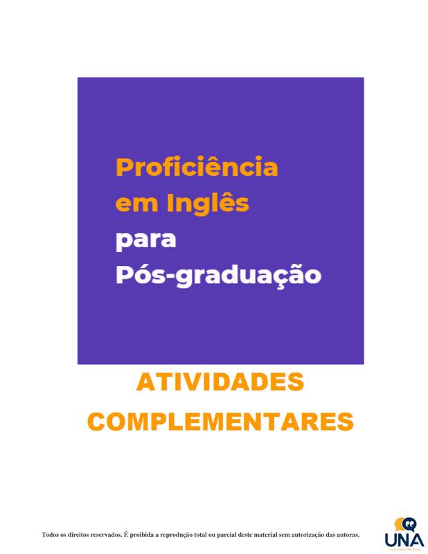 Proficiência em Inglês para Pós-graduação: atividades complementare...