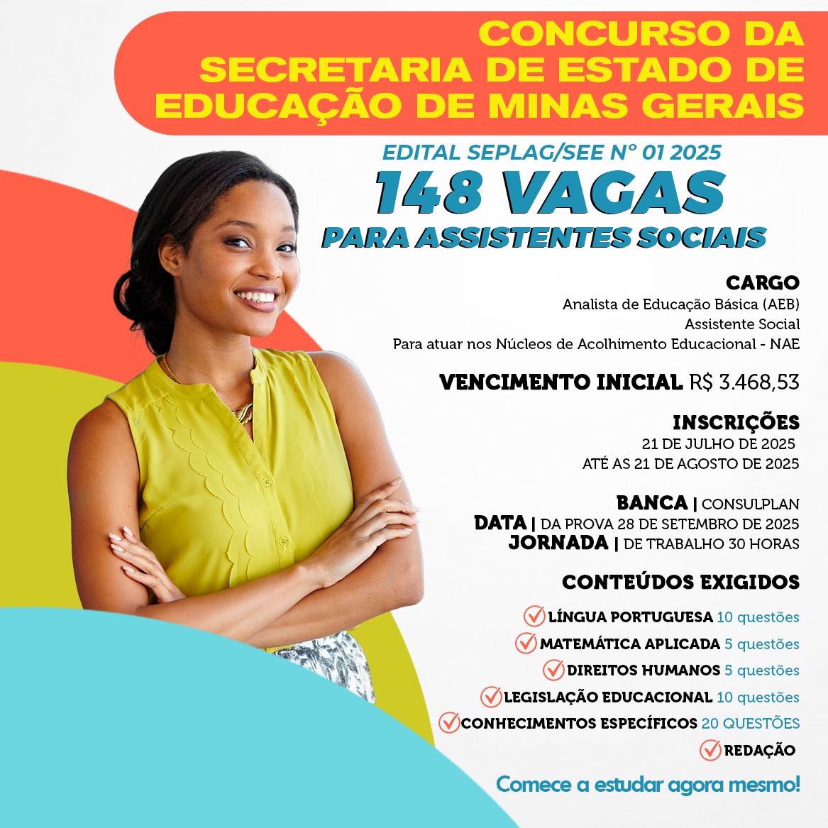 CONCURSO SEE-MG 2025 - Assistente Social - Leonardo David Rosa Reis...