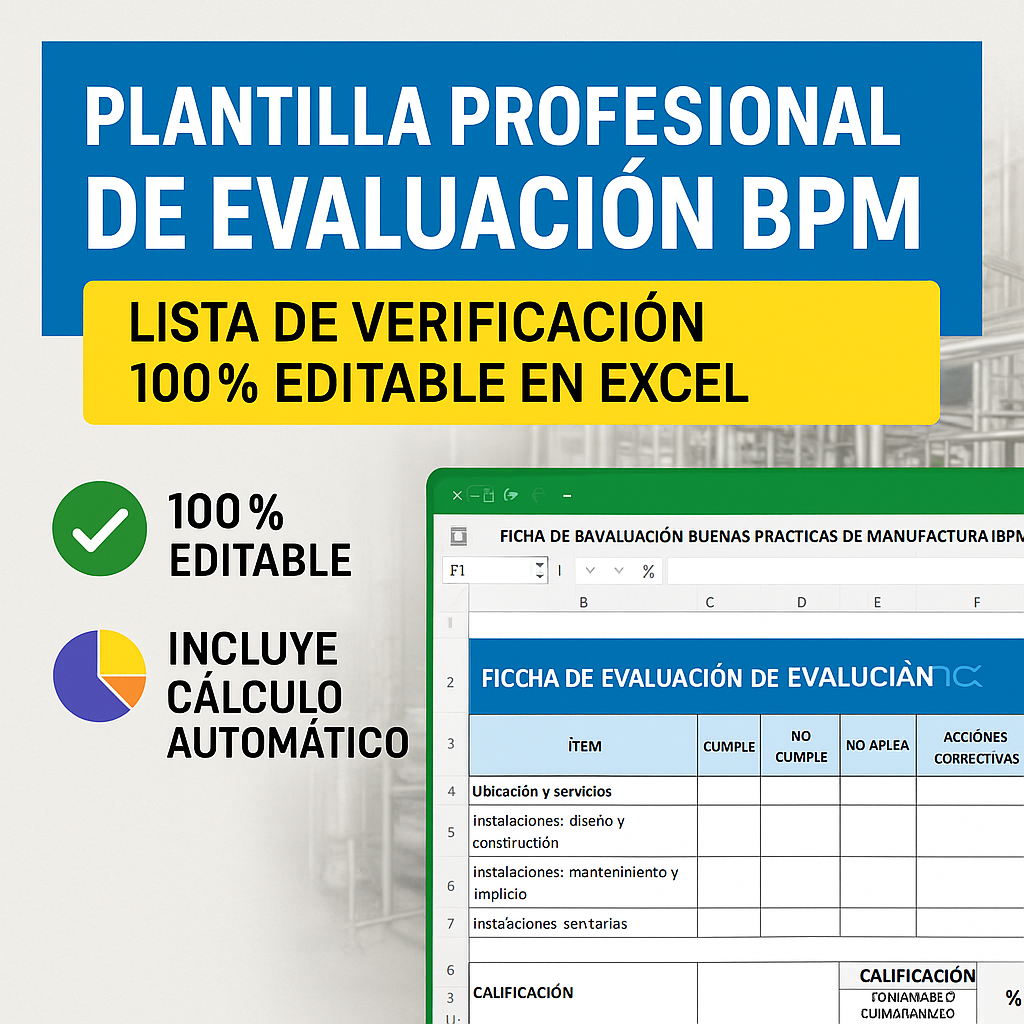 Buenas Prácticas de Manufactura - Plantilla Excel para Evaluación BPM en Negocios de Alimentos - Inocuidad de Alimentos a tu alcance