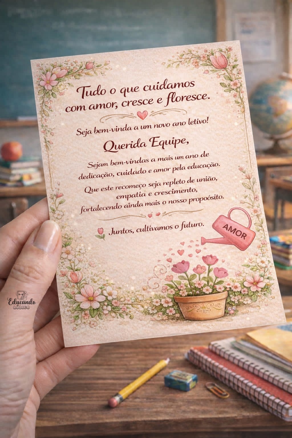 🌸 *Cartãozinho de Boas-Vindas – Querida Equipe!* 🌸