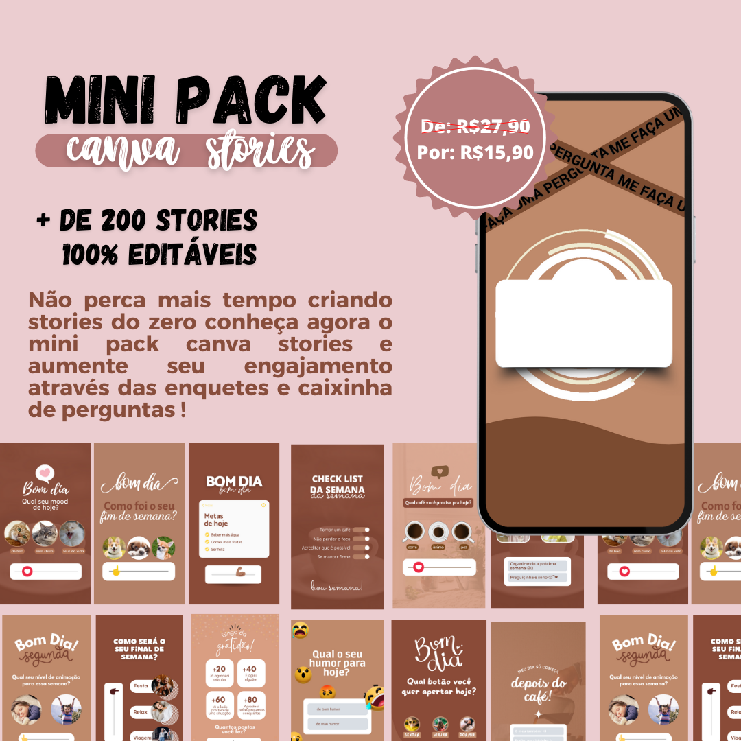 Imagem de capa para o Curso online Mini Pack Canva Stories