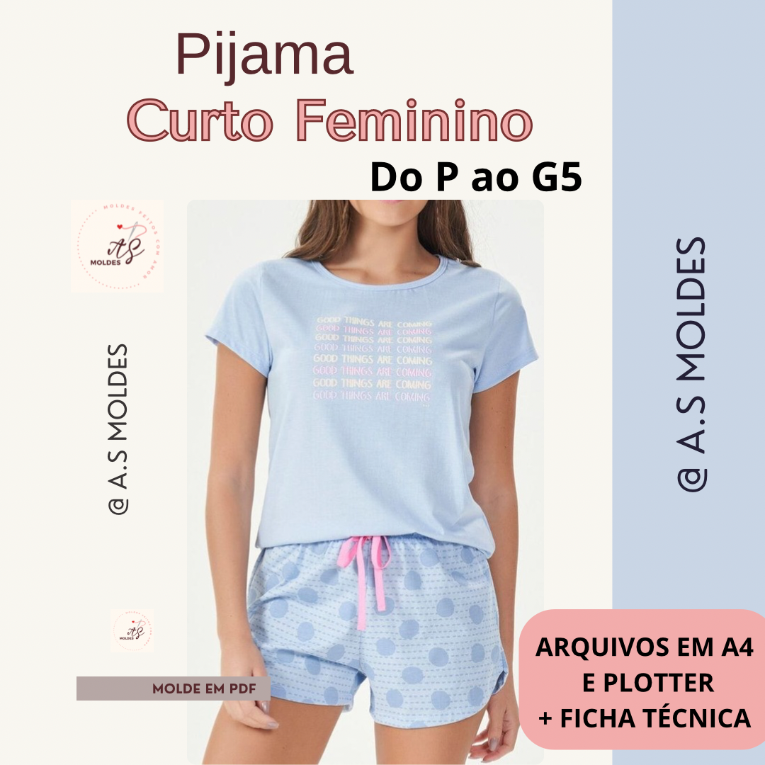 Imagem de capa para o Ebook Pijama Curto Feminino - Molde em PDF