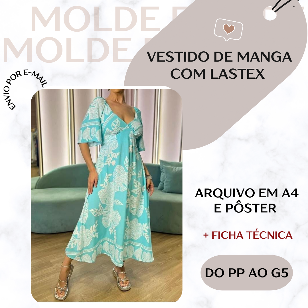 Imagem de capa para o Ebook Vestido de Manga com Lastex - Molde em PDF