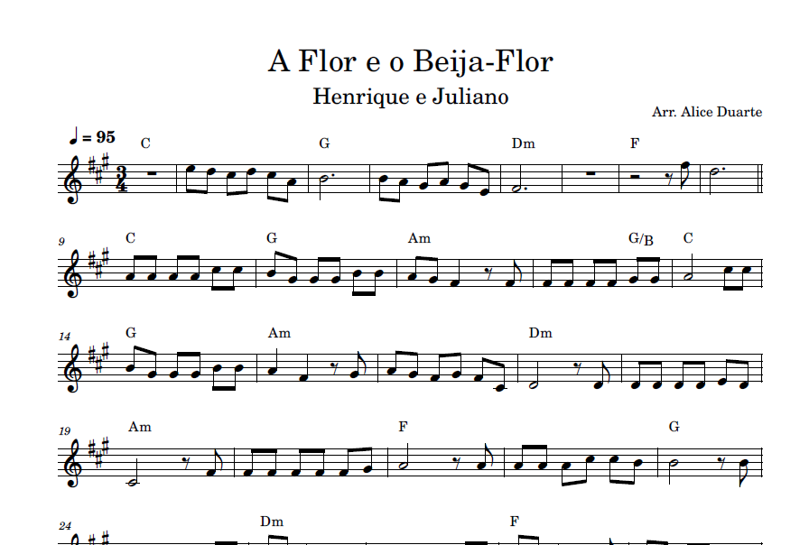 A Flor e o Beija Flor (Henrique e Juliano) - Partitura para instrum...
