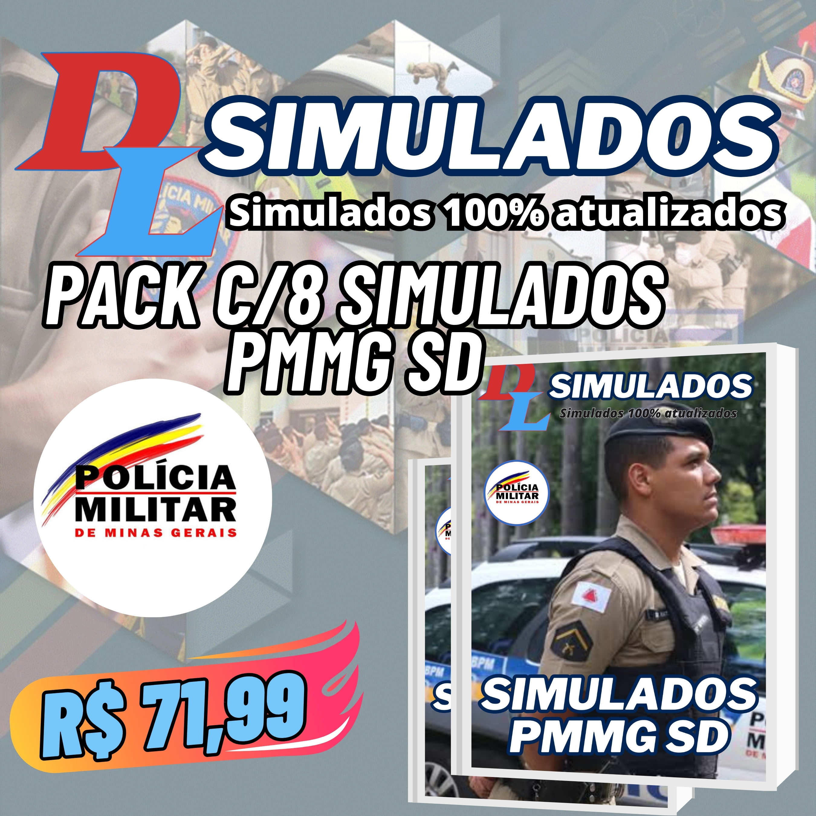 Imagem de capa para o Curso online Pacote C/8 Simulados PMMG Sd | 100% ATUALIZADOS
