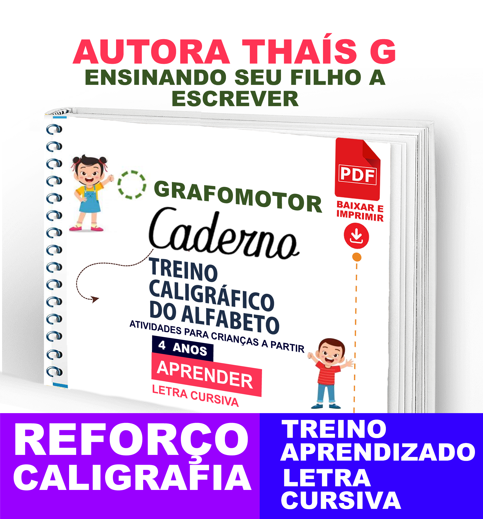 Imagem de capa para o Ebook ATIVIDADES CALIGRAFIA LETRA CURSIVA