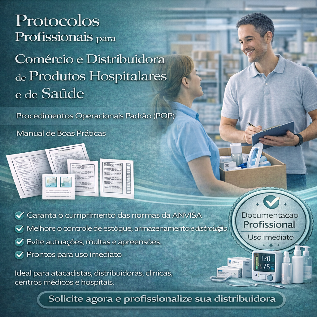 PACK COM 67 DOCUMENTOS: POP'S COMÉRCIO DE PRODUTOS HOSPITALARES E SAÚDE, MANUAL DE BOAS PRÁTICAS, FICHAS DE CONTROLE E PLANILHAS