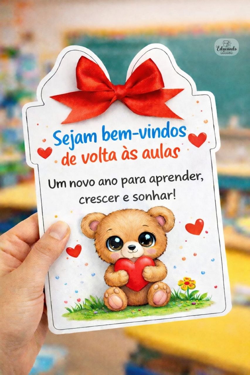Cartãozinho Volta às Aulas – Ursinho do Coração