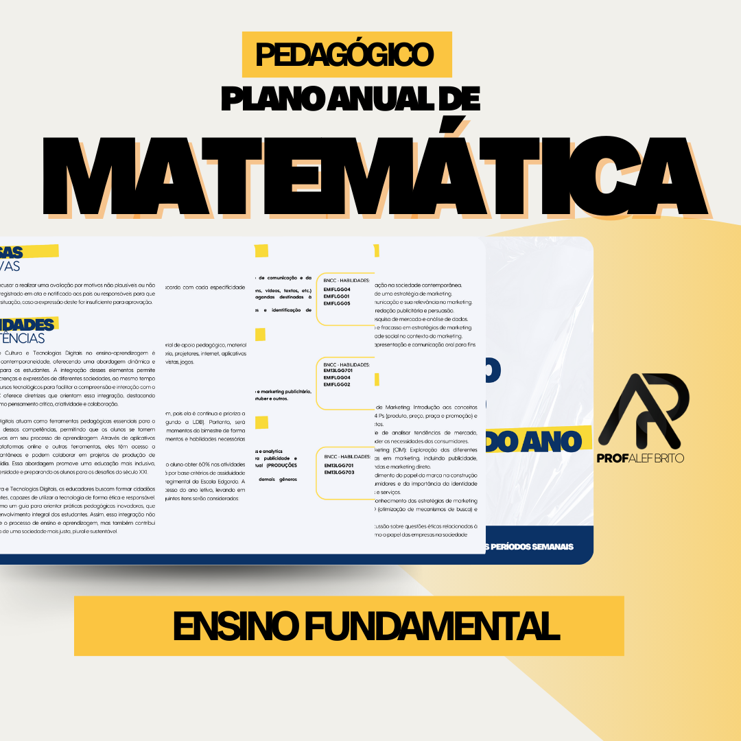 PLANO ANUAL - MATEMÁTICA - ENSINO FUNDAMENTAL (6º AO 9º ANO) - Pr...