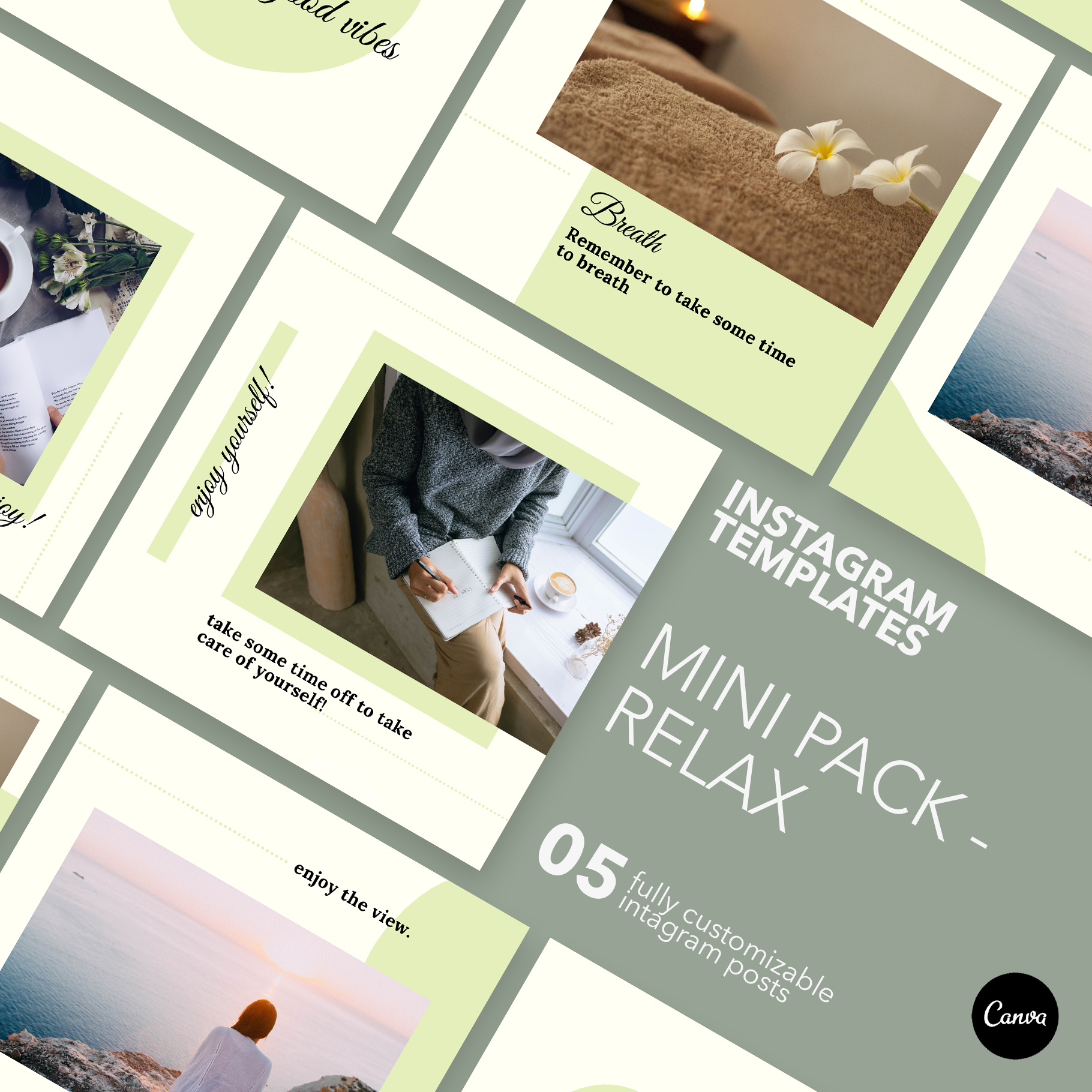 Relax Instagram Templates - Editable Canva Template Mini Pack