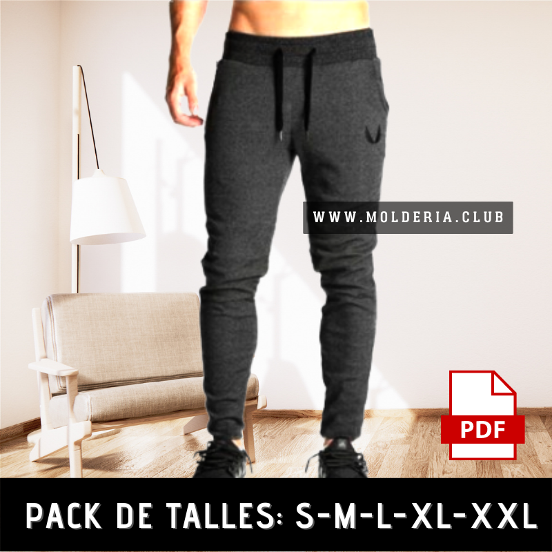 Patrón de Costura de Pantalón Jogger para Hombre - Molde de Pantalón Chupín
