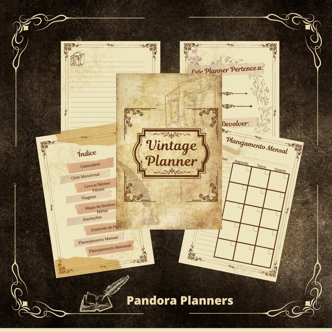Planner Vintage Completo, Anual e Permanente - 100% Digital - Sarah...
