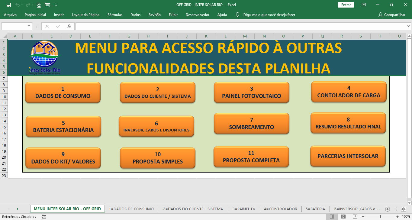 #Off Grid Planilha Dimensionamento Solar OFF-GRID #InterSolarRio