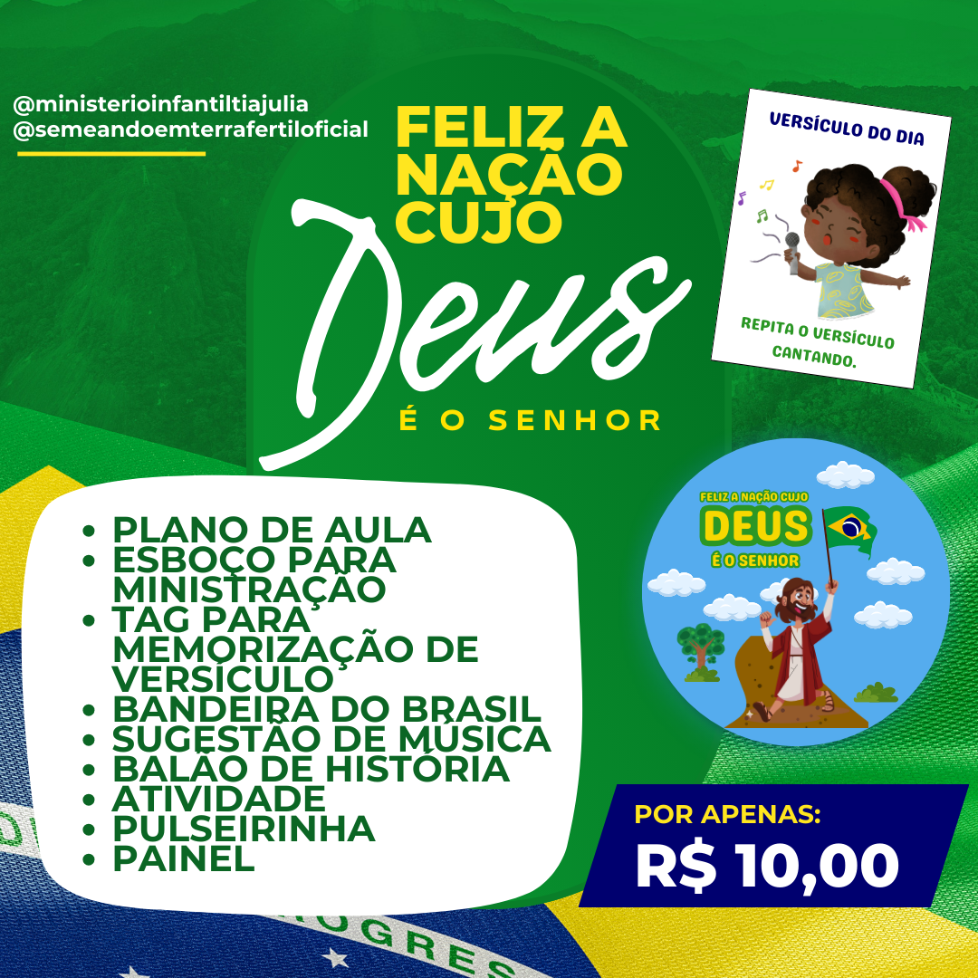 Imagem de capa para o Ebook FELIZ A NAÇÃO CUJO DEUS É O SENHOR 🇧🇷 5 MANEIRAS E BENEFICIAR NOSSO PAIS SEGUNDO A BÍBLIA 📖