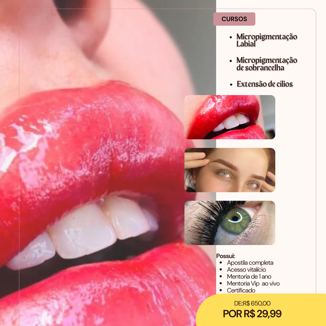 CURSO MICROPIGMENTAÇÃO LABIAL, SOBRANCELHA E EXTENSÃO DE CÍLIOS GRINGA — imagem 2
