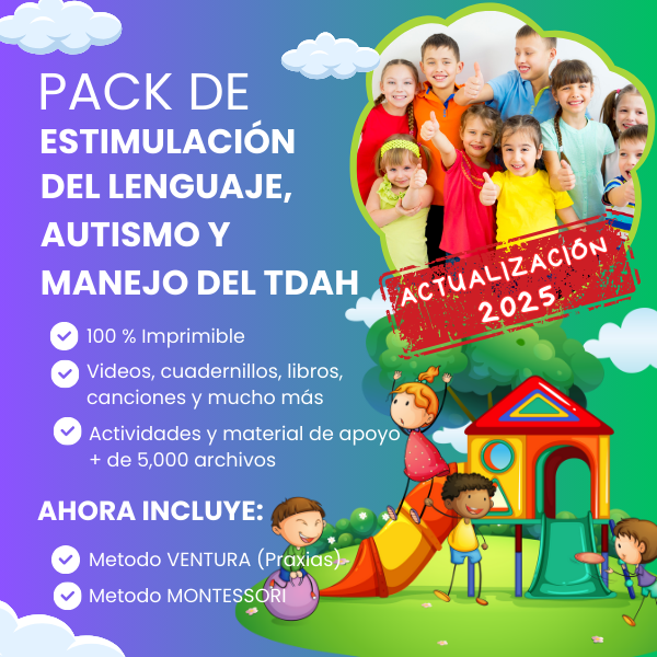 Imagen de portada para Ebook 👩‍🏫Pack de Estimulación del Lenguaje, Autismo y Manejo del TDAH
